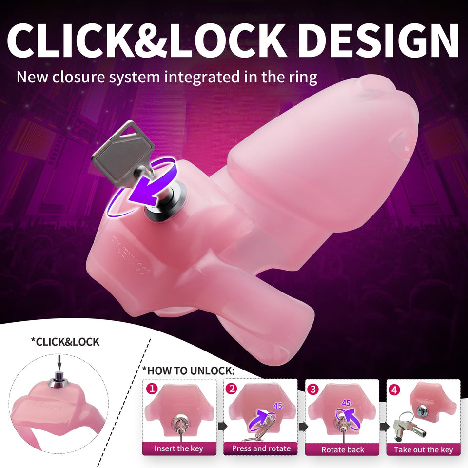 FYJENNICC HT-V5 Male Chastity Cage - Lightweight Resin Male Chastity Cage with Click&Lock Key | Ergonomic Design| Bondage Gear &