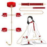 Anal Hook BDSM Sex Bondage - UTIMI Bed Restraint Kit with Adjustable Handcuffs Collar Ankle Cuffs Leather Furniture Restraint Se