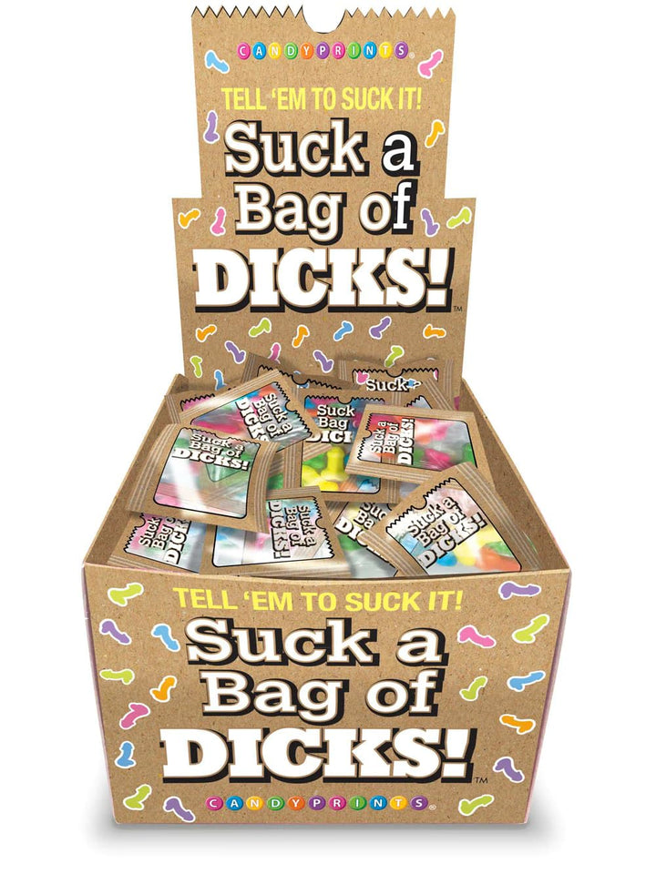 Candy Prints Suck A Bag Of Dicks Assorted Flavors 100 Bags Per Counter Display