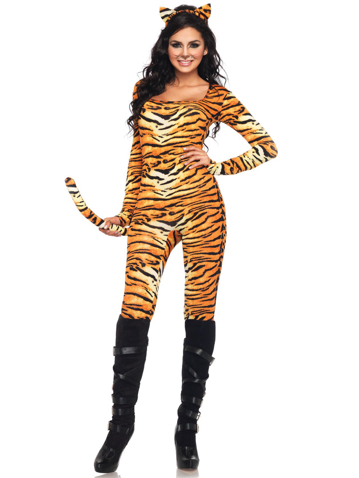 2Pc.Wild Tigress,Catsuit W/Tai