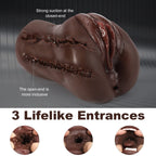 3 in 1 Pocket Pussy Male Masturbators with Bullet Vibrator - 10 Vibrations Modes Male Stroker with Textured Mouth Vagina & Tight