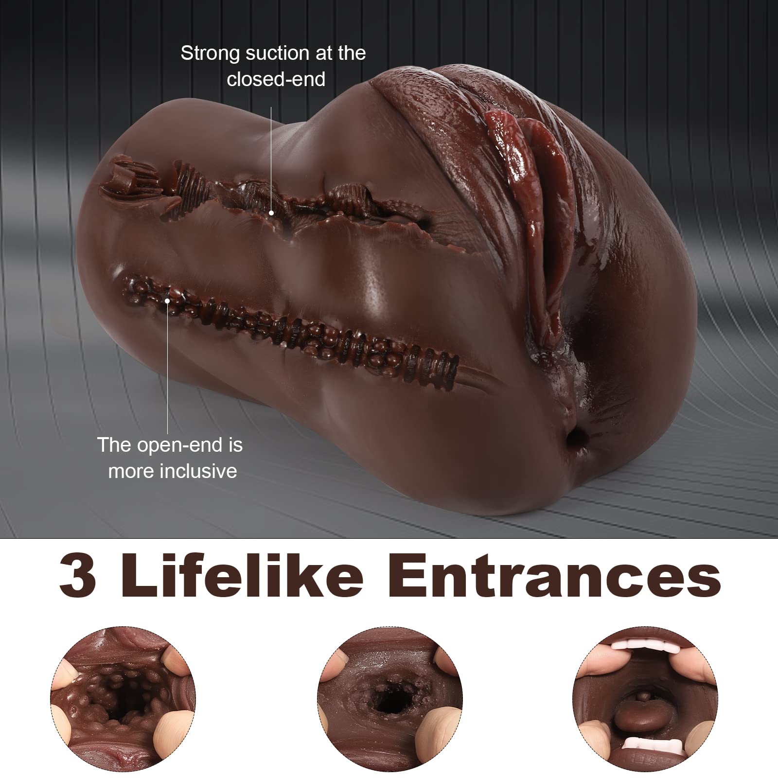 3 in 1 Pocket Pussy Male Masturbators with Bullet Vibrator - 10 Vibrations Modes Male Stroker with Textured Mouth Vagina & Tight