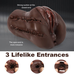 3 in 1 Pocket Pussy Male Masturbators with Bullet Vibrator - 10 Vibrations Modes Male Stroker with Textured Mouth Vagina & Tight