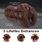 3 in 1 Pocket Pussy Male Masturbators with Bullet Vibrator - 10 Vibrations Modes Male Stroker with Textured Mouth Vagina & Tight