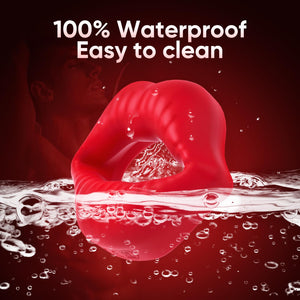 Cock Ring-Sex Toy for Men, Mouth Shaped Adult Toys for Erection Enhancing, Silicone Penis Ring Red