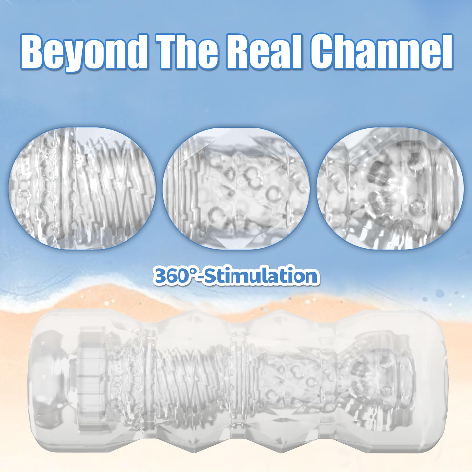 Pocket Pussy Male Masturbators, Portable Transparent Male Stroker Sex Toys with 3D Textured, Reusable Blowjob Toys with Storage