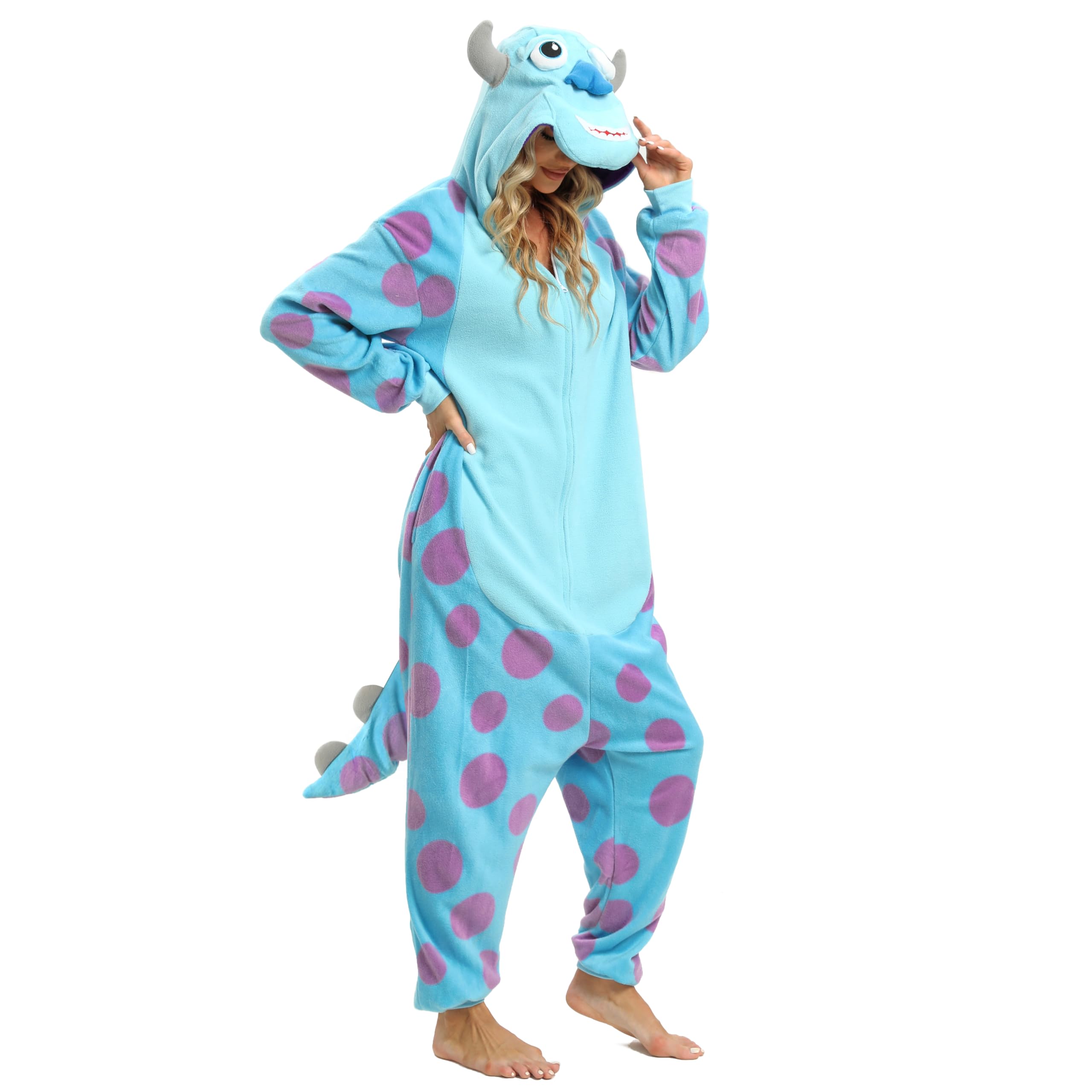 NAITOKE Adult Animal Onesie Halloween Costume Cosplay One-Piece Pajamas Women Man Teens Blue Purple
