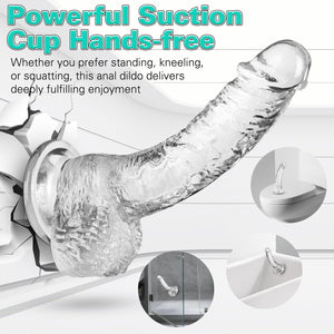 Clear Realistic Dildo, 7.3 Inch Feels Like Skin Body-Safe Material, with Strong Suction Cup for Hands-Free Play, Adult Sex Toys