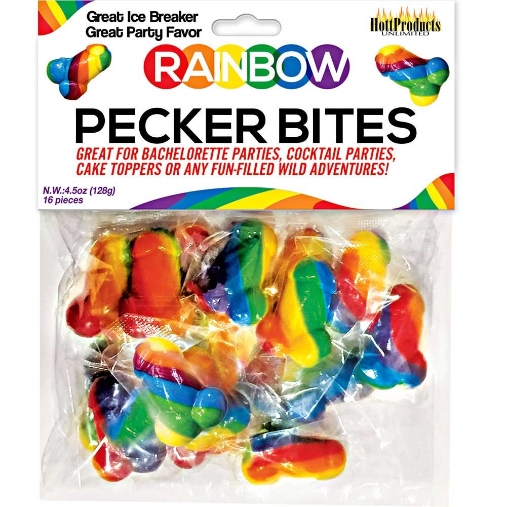 Hott Products Rainbow Pecker Bites Fruit Flavored Sugar Candies, 16 Pieces, 4.5 Ounces