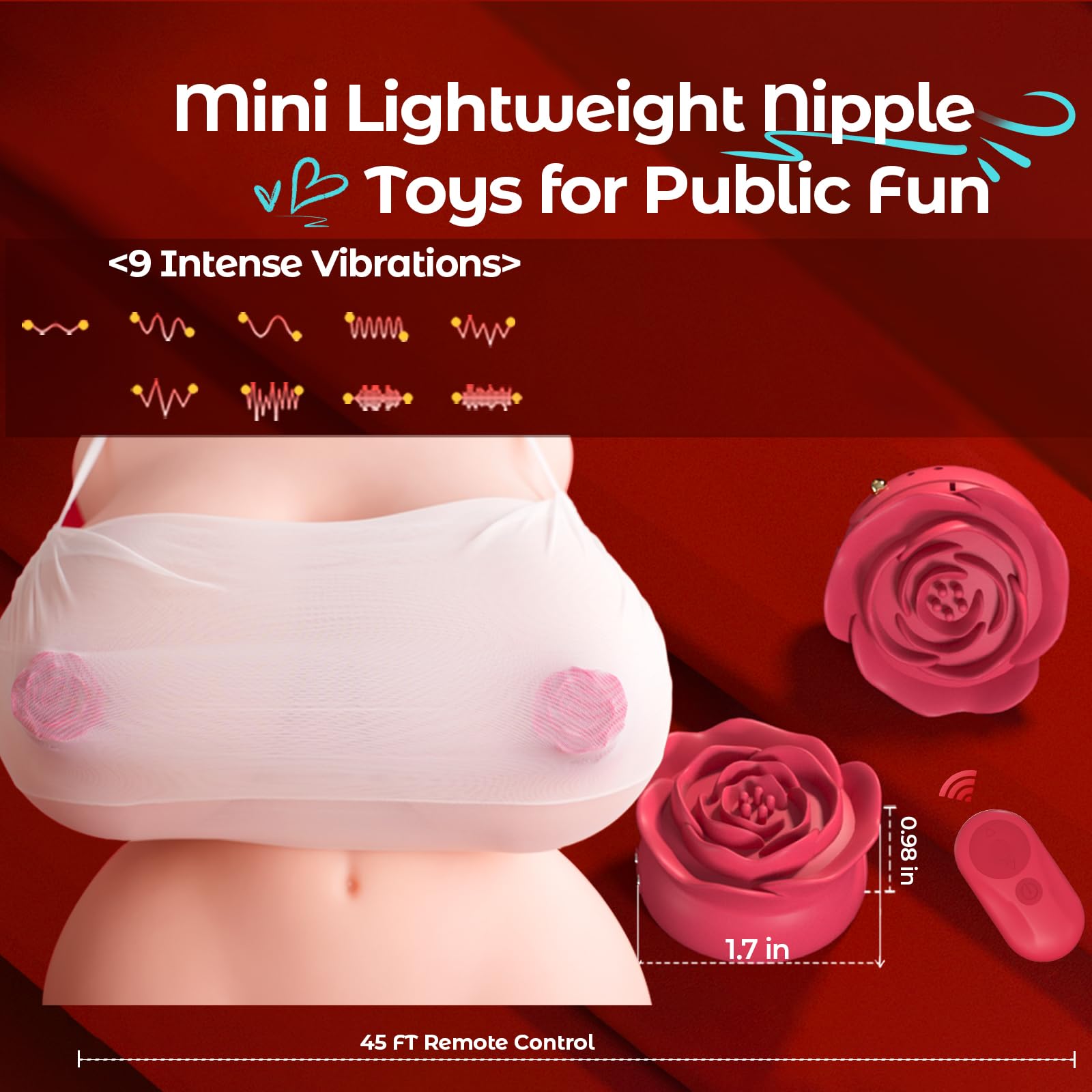 Rose Vibrating Nipple Clamps Sex Toys Pleasure Women, Mini Invisible Adjustable BDSM Rose Nipple Sex Toy, Female Couples Adult S