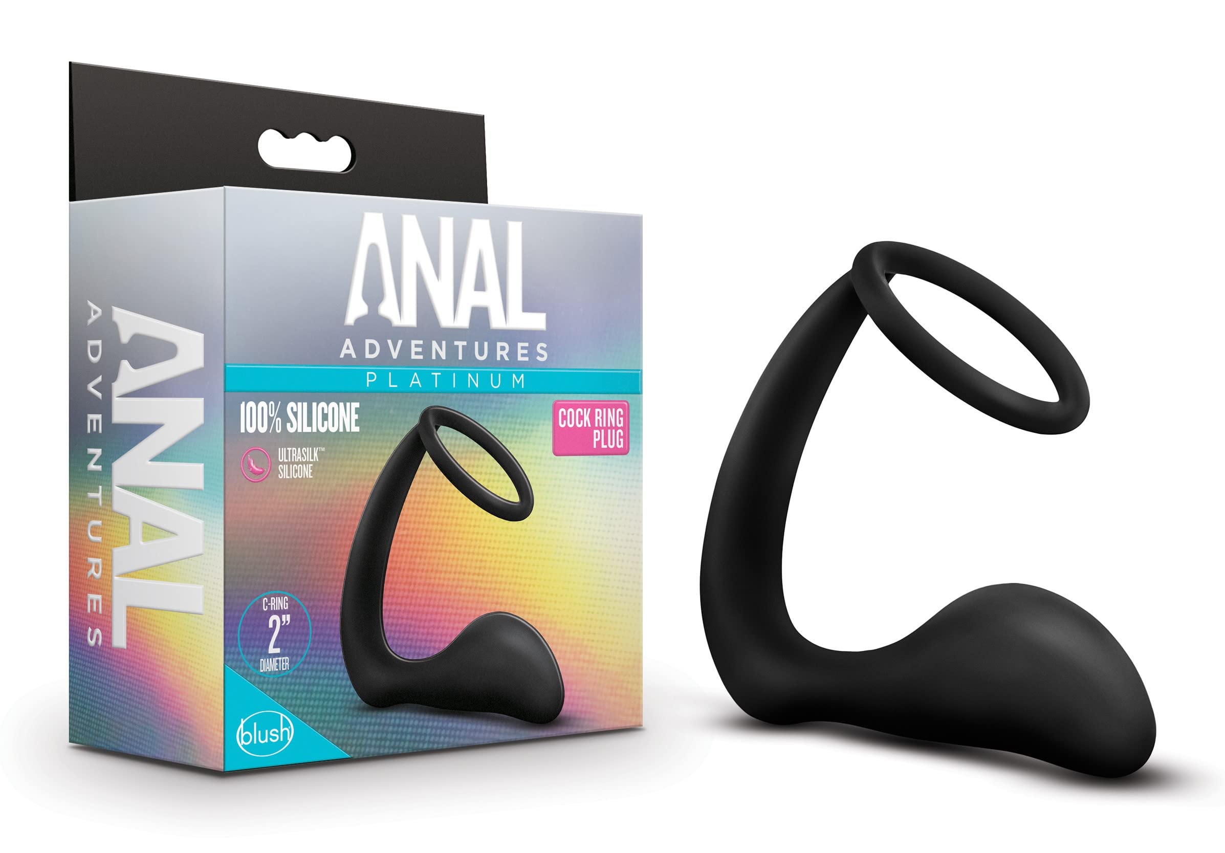 Blush Novelties Sex Toys - Anal Adventures C Ring Plug - Platinum Puria Silicone - 8Inch - Ultrasilk Smooth - Hands Free Prostat