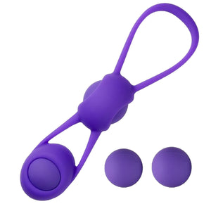 (D) Kegel Training W/4 Weighte Balls & Pouch Purple Premium Silicone
