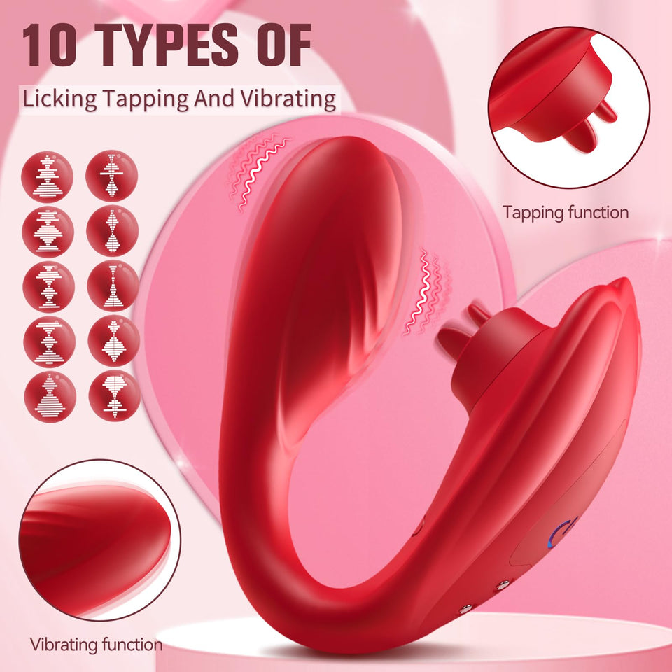 Sex Toys Vibrator with Remote Control - Wearable Vibrator Sex Toys for Women with 10 Licking and Vibration Modes for Without Han