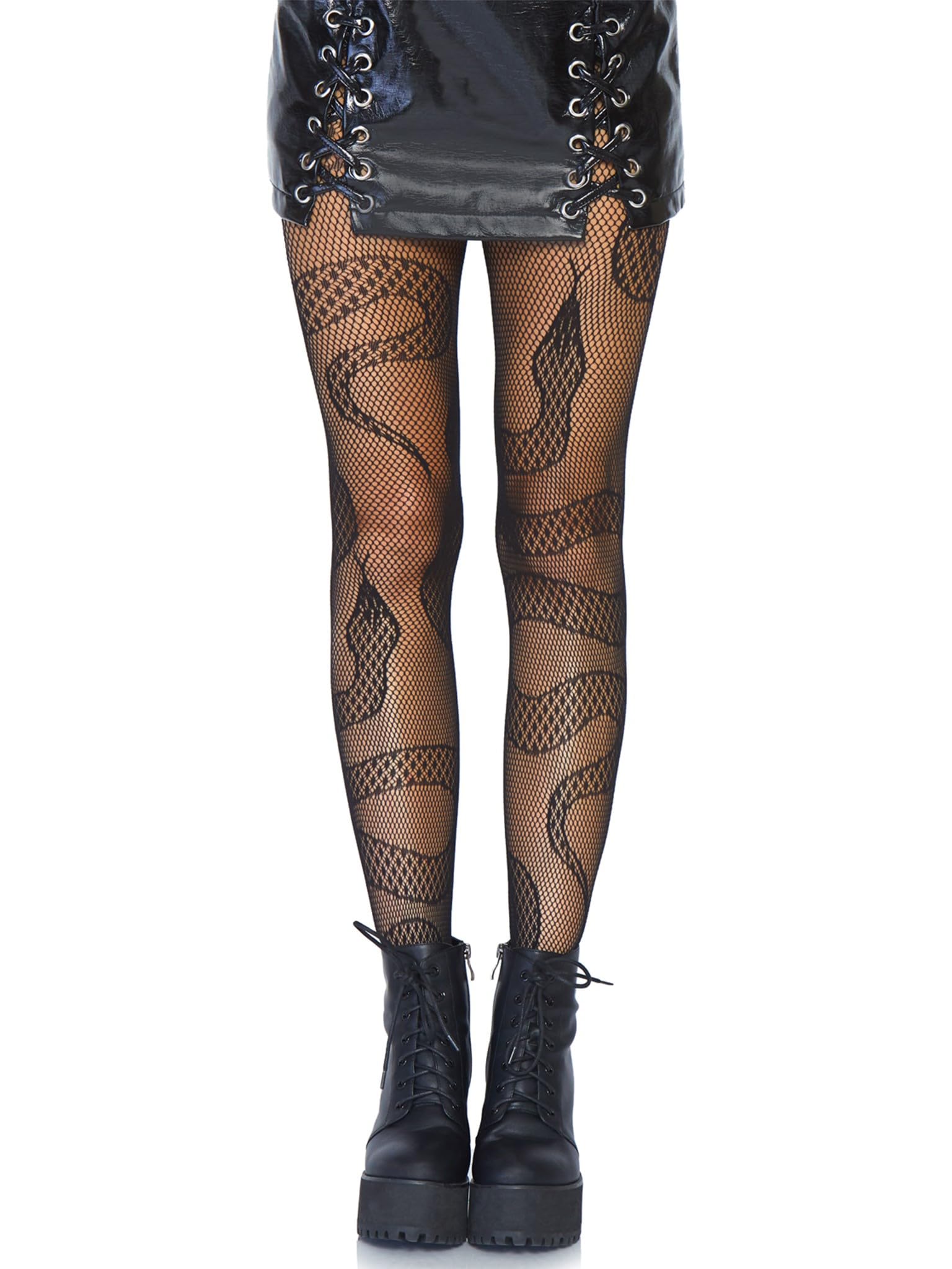 Leg Avenue Snake Net Tights. Black Color