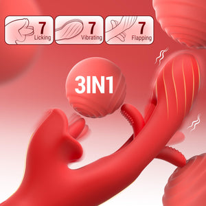 Luzine Vibrators Adult Sex Toys for Women, Tongue Dildo Rose Sex Toy with 7 Licking & Flapping Modes, 7 Vibrations Thrusting Vib