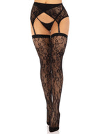2 PC Rachel lace thigh highs and crossover garter belt.