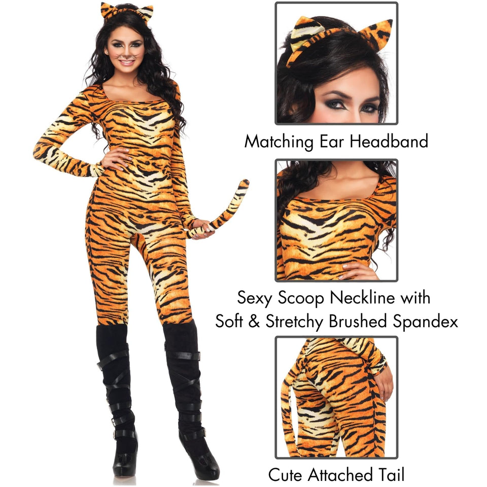 2Pc.Wild Tigress,Catsuit W/Tai