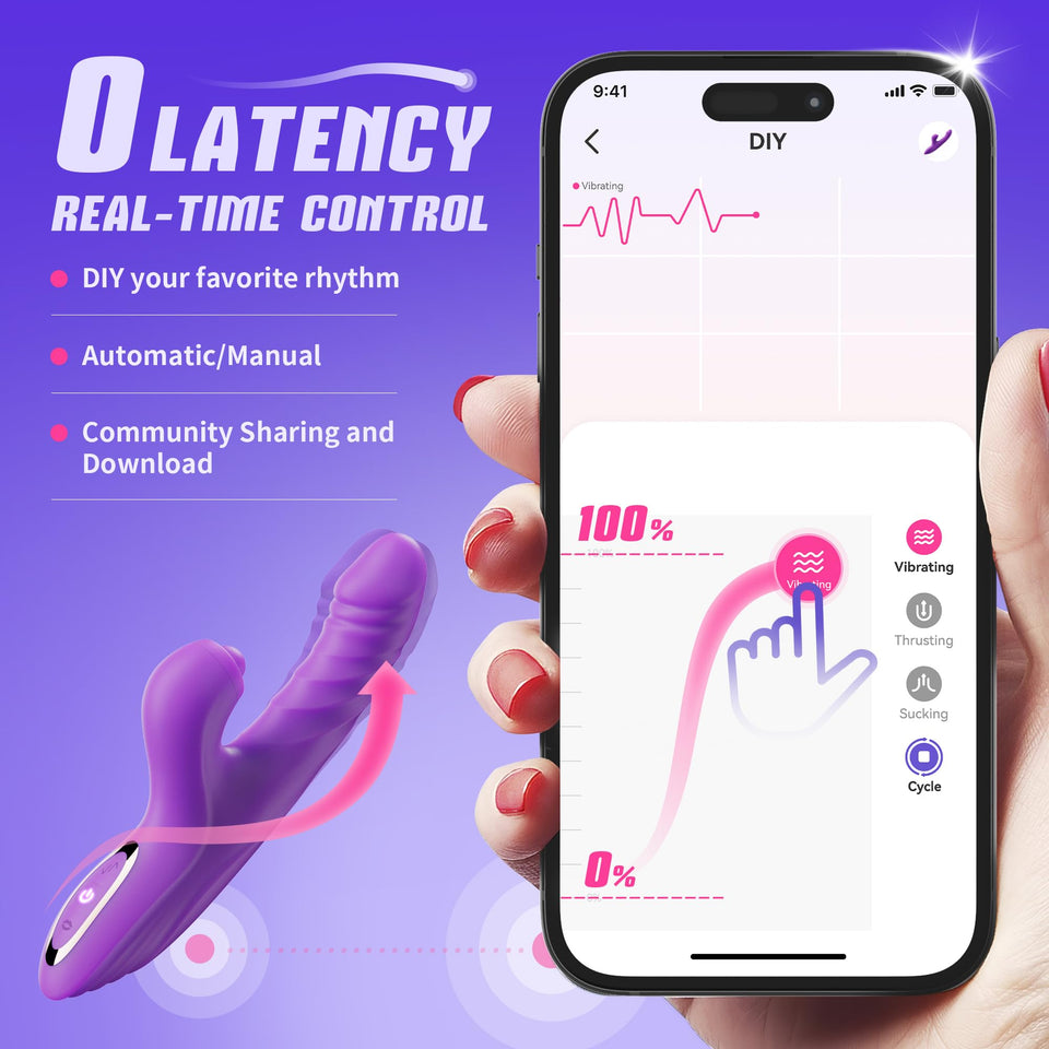Toendi Sex Toys for Women Thrusting Dildo - Sex Toy Rabbit Vibrator with 10 Vibration 7 Thrusting Mode with Licking, G Spot Clit