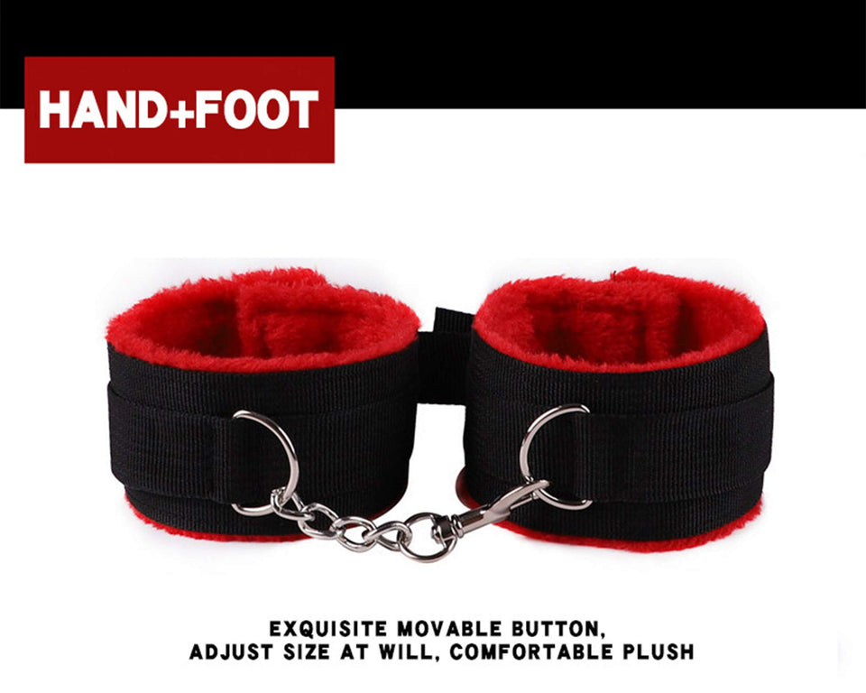 Bondage Kit Restraints Kit Sex Toys for Couples, BSDM Kits for Couples, BDSM Set, Adjustable Bondage Set Fuzzy Handcuffs Ball Ga