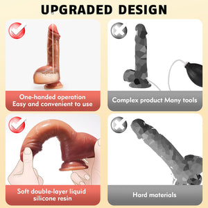 Realistic Squirting Dildo for Women - 8.3 ' ' Soft Silicone Ejaculating Dildos with Strong Suction Cup for Anal Play Douche, G-S