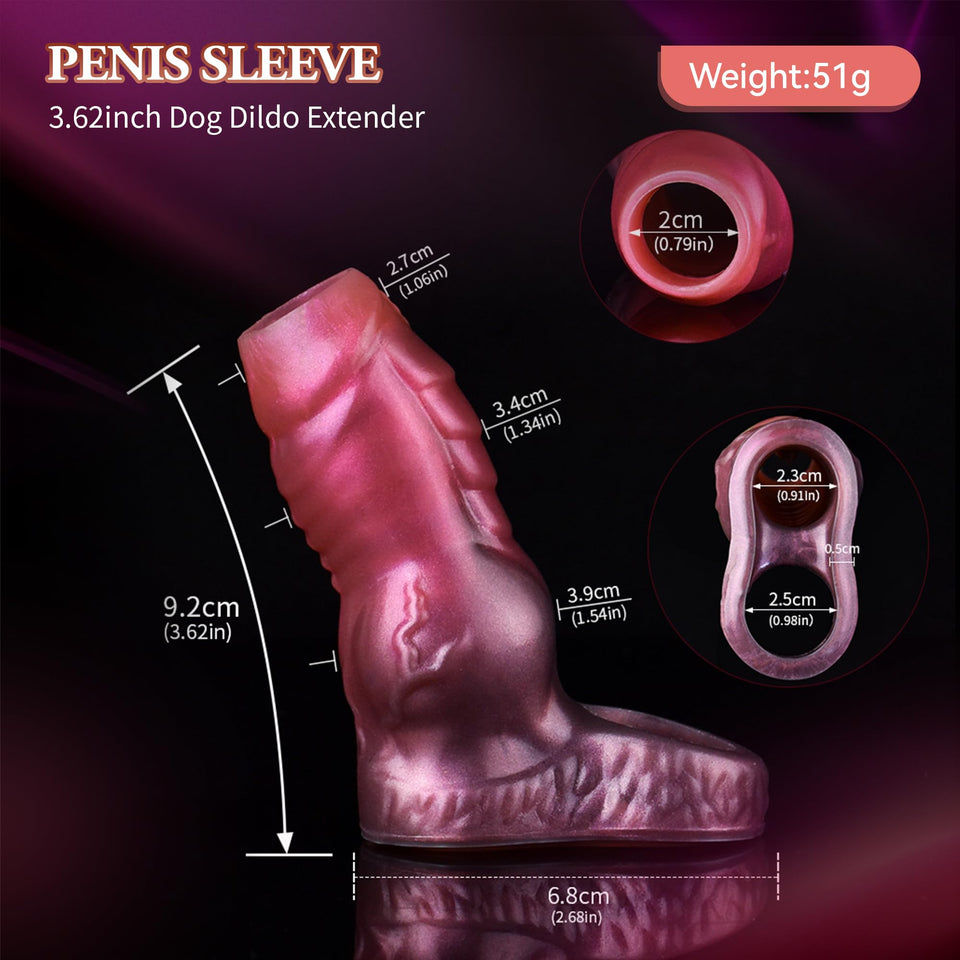 Penis Sleeve for Small Size Animal Cock Sleeve Girth Extension Sex Toys for Men, Pink Silicone Penis Ring Delay Ejaculation Enha