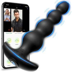 Vibrating Anal Beads Sex Toys - Vibrating Butt Plug with App Control 9 Vibrating Modes, Rechargeable Silicone Prostate Massager