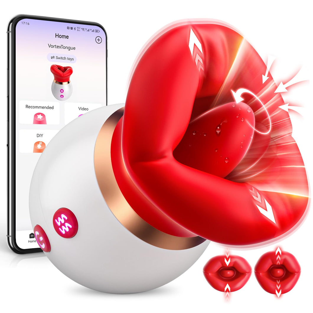 Jimiyef Vibrator Adult Sex Toys for Women - 3IN1 Mouth-Shaped Sucking Vibrator, 10 Tongue Licking 3 Sucking Nipples Anal Clit Su
