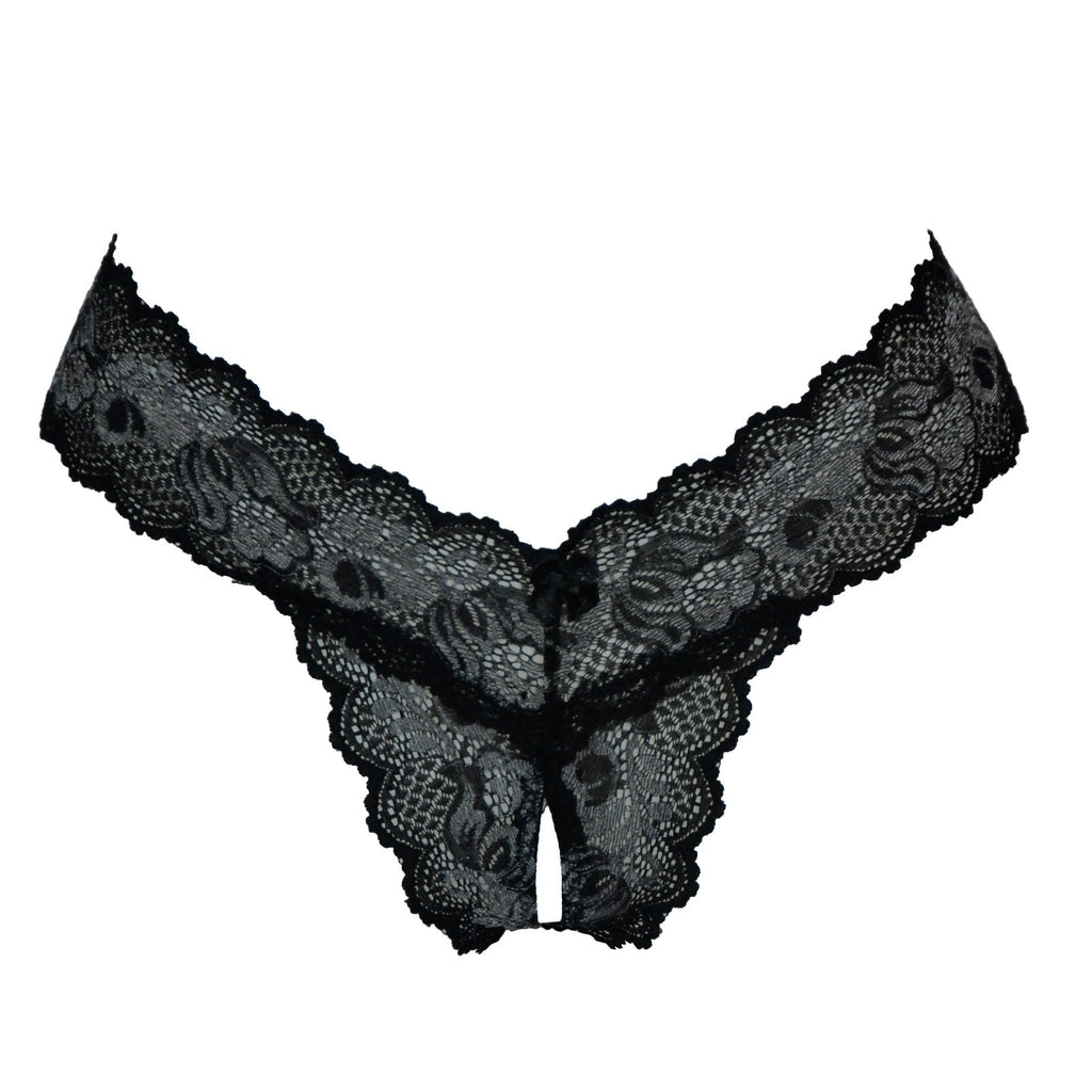 Crotchless Lace V-Thong S/M