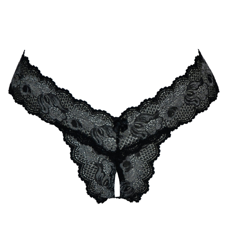 Crotchless Lace V-Thong S/M