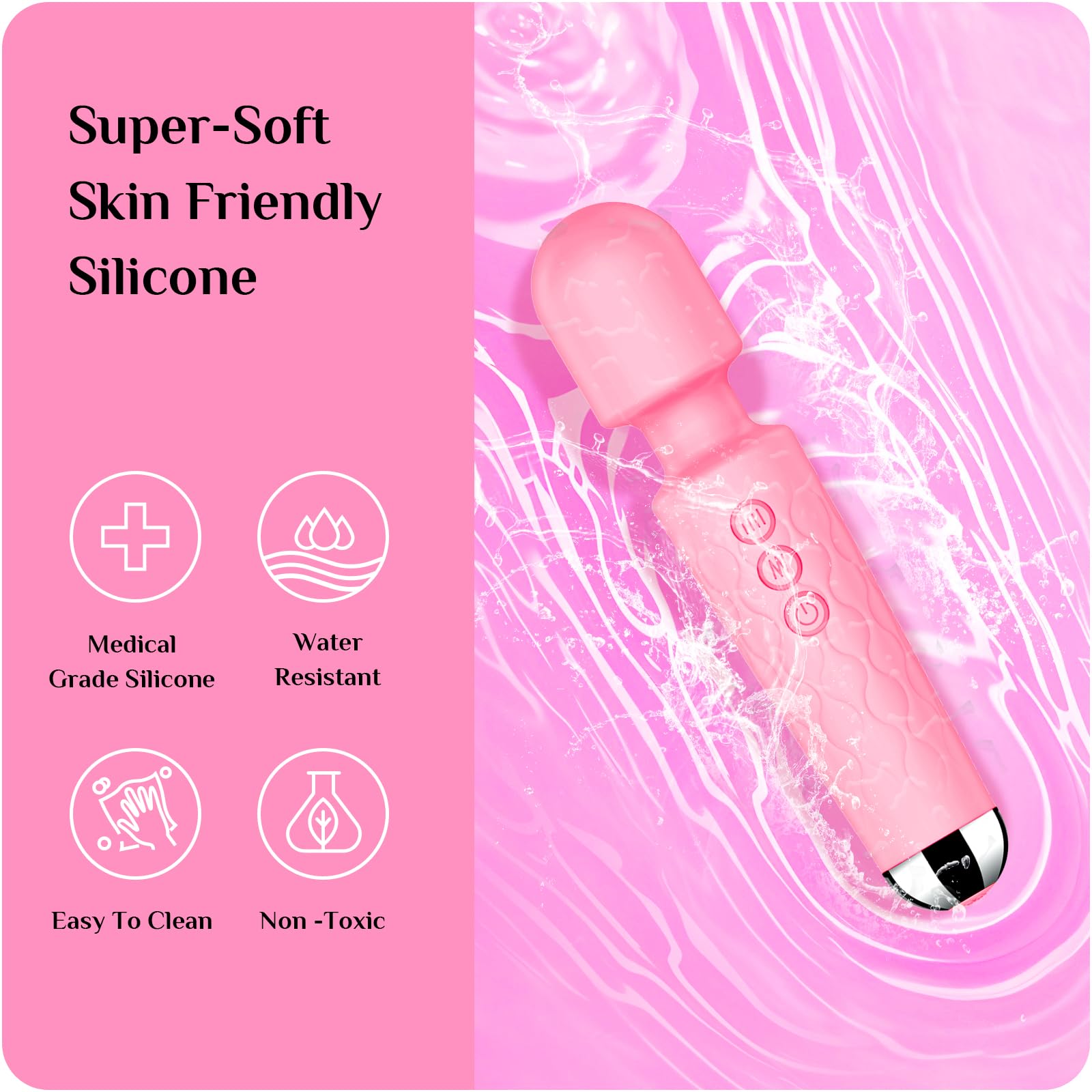 SANJIANKE Vibrator Wand, Female Adult Sex Toys, Wand Massager, Clit Stimulator Sex Toy,Vibrator Dildo, with 8 Speeds of Pleasure