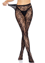 Seamless chantilly floral lace tights.