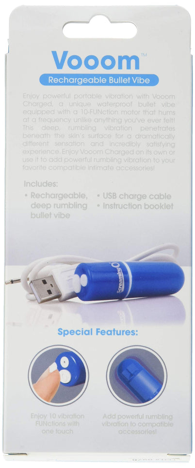 Screaming O Charged Vooom Rechargeable Bullet Vibe, Blue,1 Count