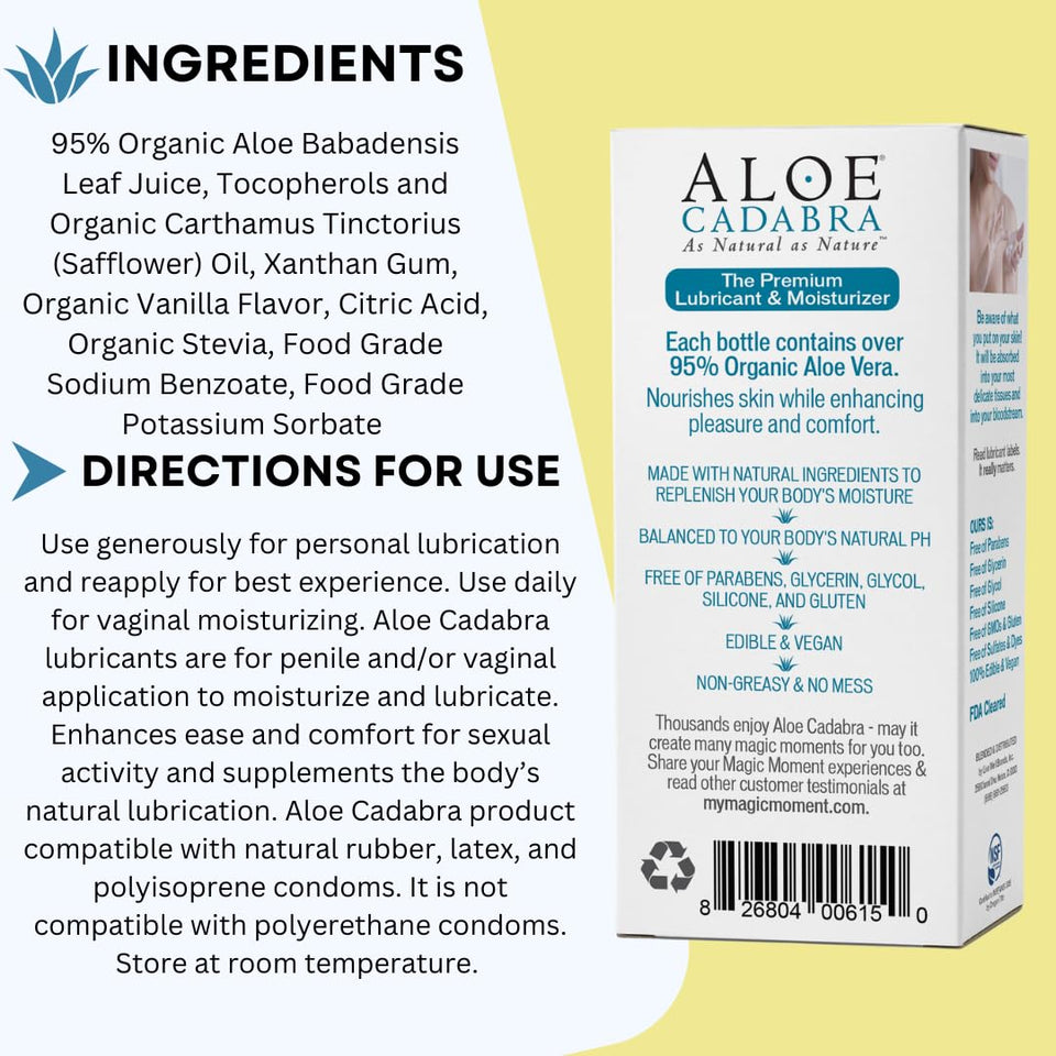 Aloe Cadabra Organic Lube Tahitian Vanilla 2.5Oz