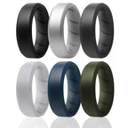 Silicone Wedding BR 8mm Ring Set - Basic-Metal by ROQ for Men - 6 x 7 mm Ring