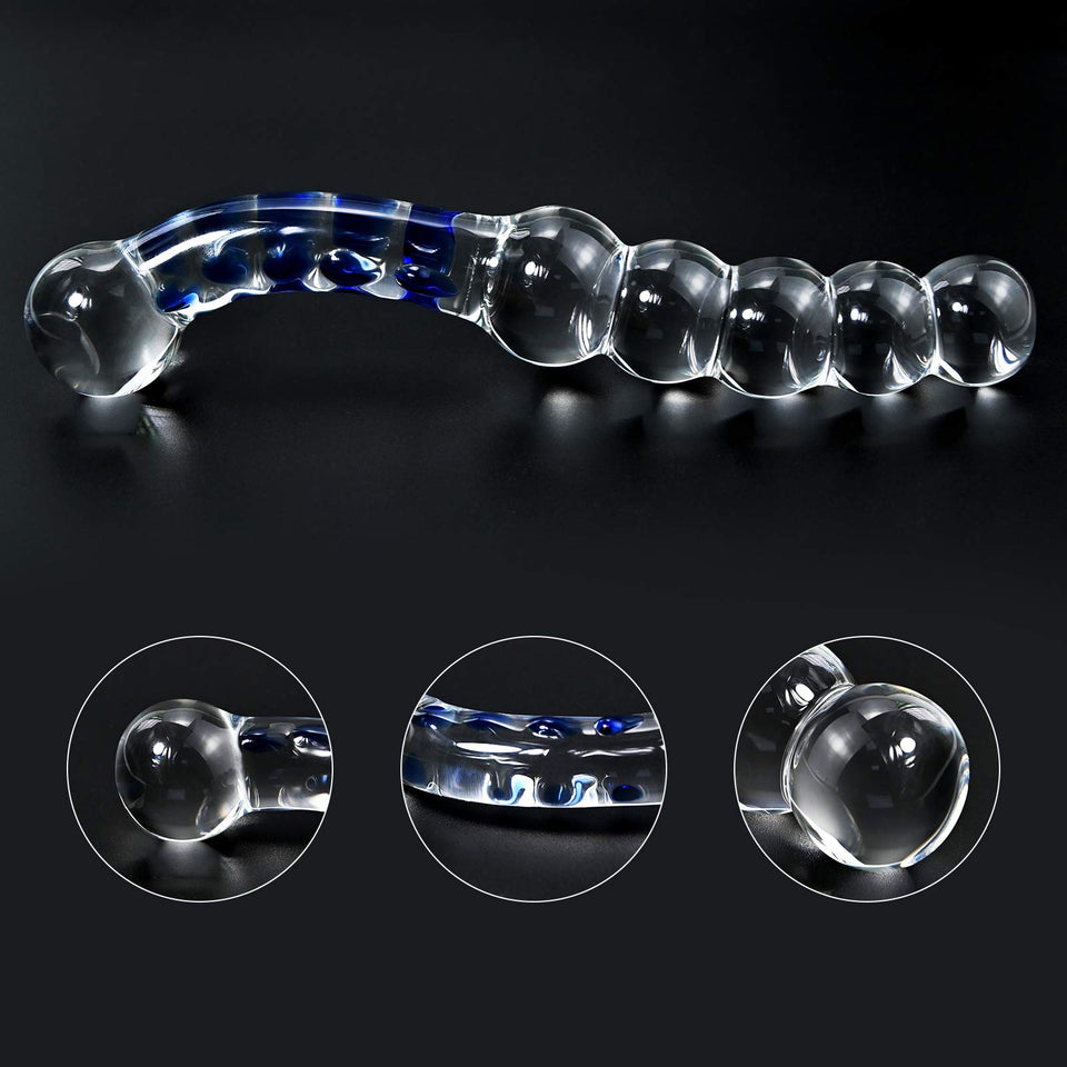 T-Explorer Crystal Glass Dildo Penis Anal Beads Butt Plug Masturbation Personal Massager G-Spot Stimulation Adult Sex Toy For Women
