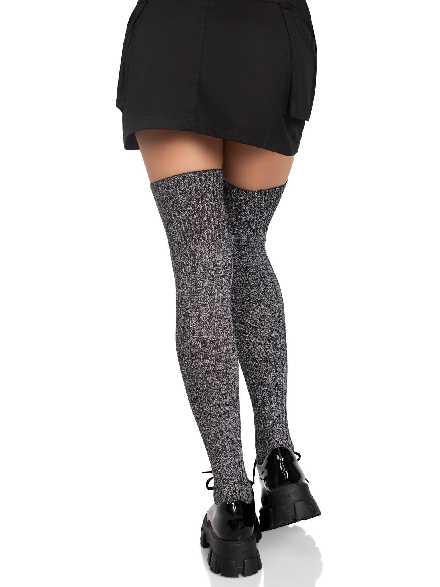 Heather Acrylic Rib Knit Thigh