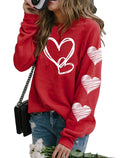 LLHXRUI Valentines Sweatshirt for Women Cute Heart Love Shirt Graphic Tees Raglan Long Sleeve Pullover Tops(Red-3,X-Large)