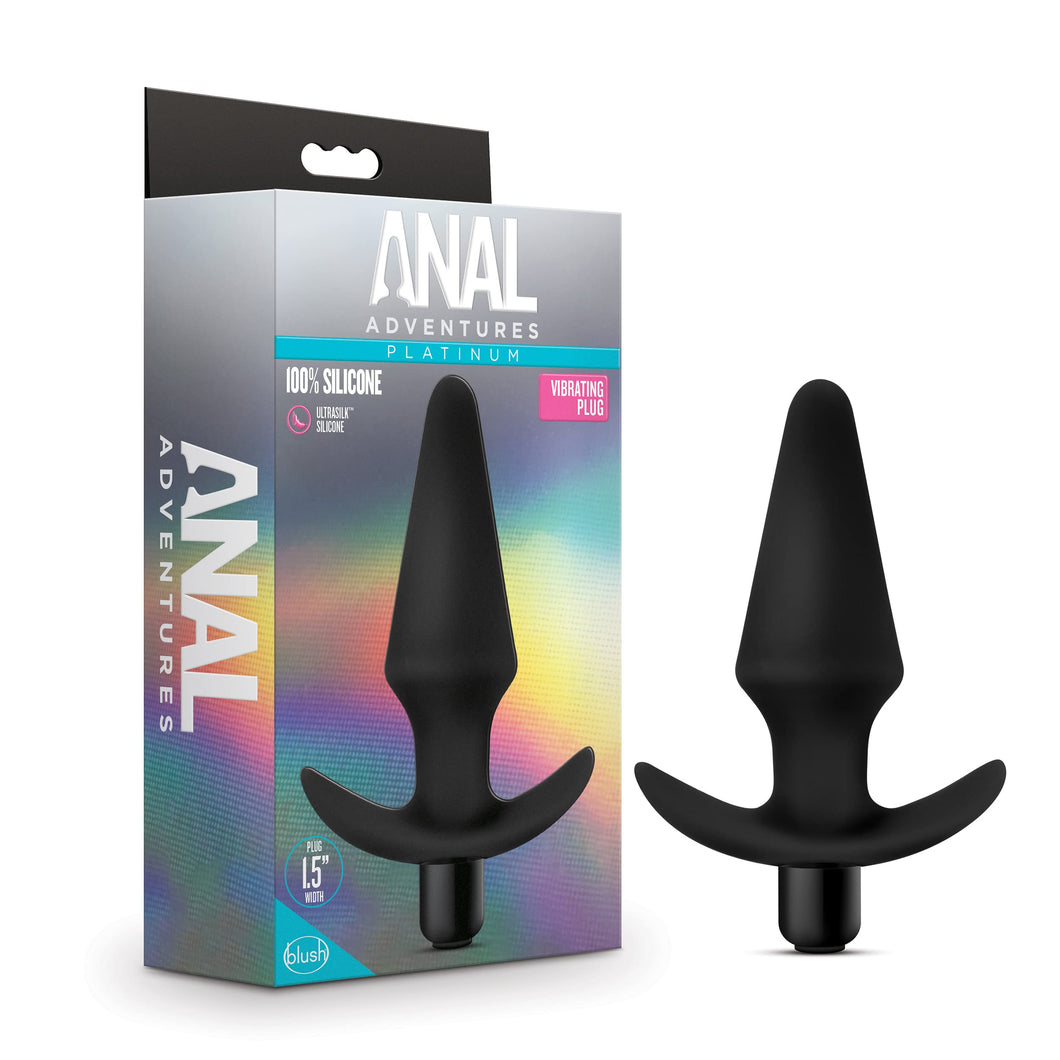 Anal Adventures Platinum Silicone Vibrating Plug  Powerful One Touch Vibration Bullet  Anchor Base for Safety and Comfort Long