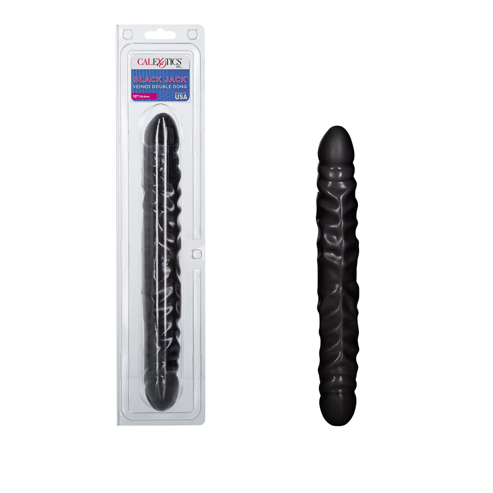 CalExotics Veined Double Dildo, Black, 12 Inches