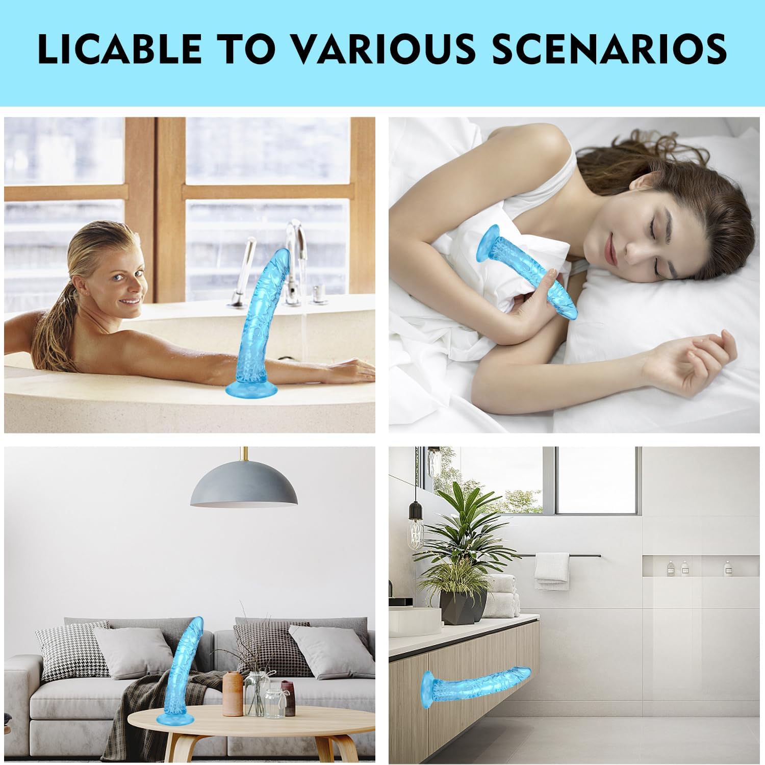 Huge Dildo,12.6 Inch Blue Sex Toy Lifelike Skin-Touching Feeling,Thick Dildo with Strong Suction Cup Body-Safe Material Flexible
