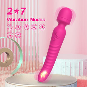 G Spot Vibrator Wand, Heating Function Sex Wand Massager for Clitoris, G-spot Stimulation, Waterproof Dildo Sex Toy with 7 Power