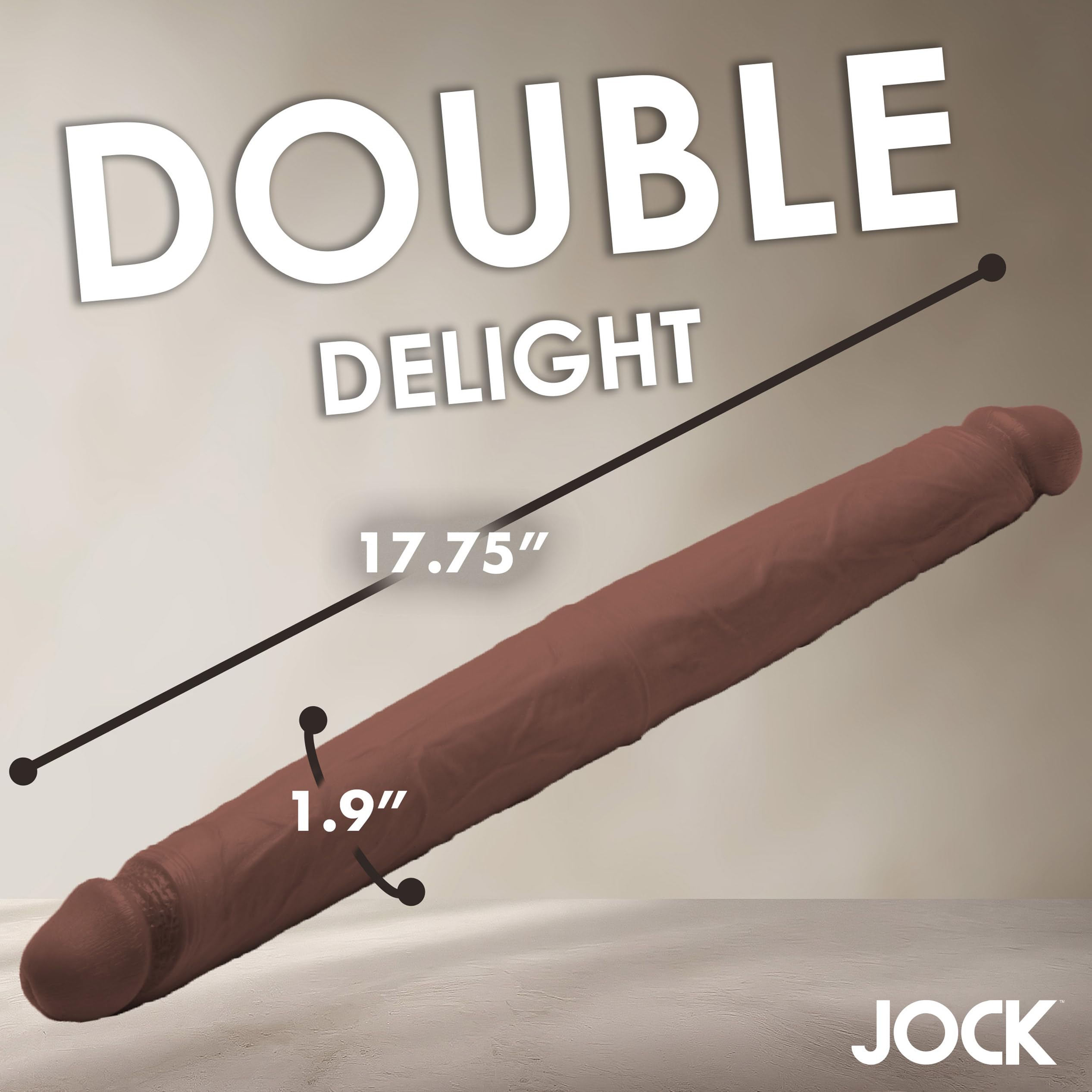 Jock Real Skin 17.75In Double Dildo Dark