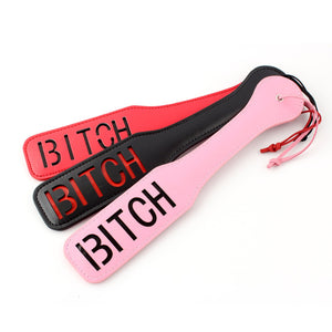 LoveSex PU Leather ''BITCH'' Spanking Whip Paddle Adult Sex Bondage Restraint Toy Pink