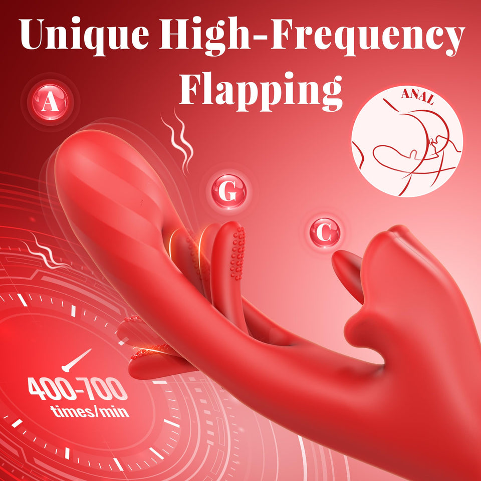 Luzine Vibrators Adult Sex Toys for Women, Tongue Dildo Rose Sex Toy with 7 Licking & Flapping Modes, 7 Vibrations Thrusting Vib