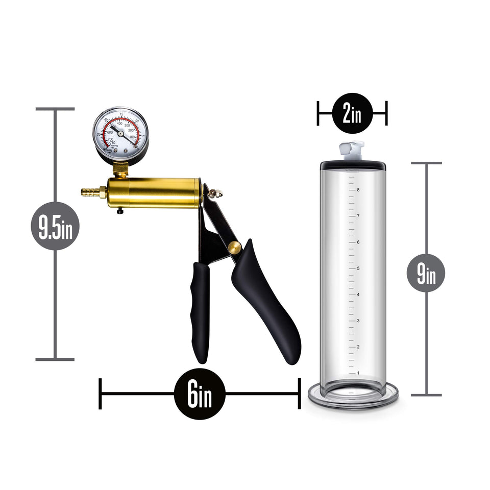 Blush Performance Vx6 Male Enhancement Penis Pump System With Brass Pistol Grip Pressure Gauge Nterchange Compatible 95 Inch Et