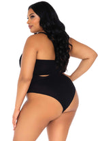 2 Pc Opaque Bandeau And Suspen - 1X-2X / Black