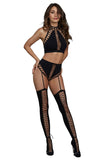 Dg Bralette And Garter Panty Blk Os