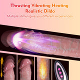 Thrusting Dildo Vibrator Sex Toys - Adult Toys Suction Cup Silicone Dildo Penis Vibrator with 7 Thrusting & 7 Vibrating Heating