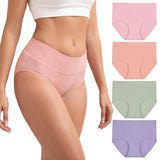 INNERSY Womens Cotton Underwear High Waist Ladies Briefs Full Coverage Panties 4-Pack(Macaron,XX-Large)