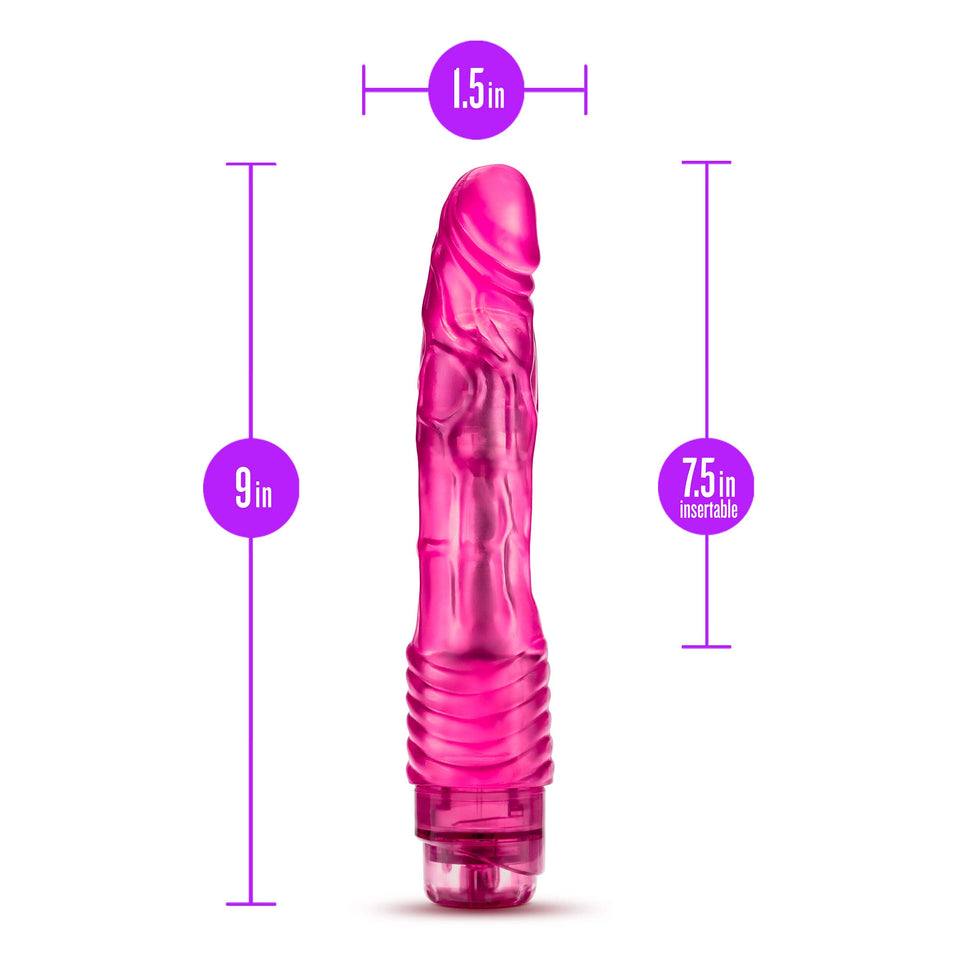 Blush B Yours Vibe #2 - Soft Realistic Multispeed Vibrating Dildo - 9 Inch Long - Slim 1.5'' - Flexible Shaft Conforms To Your B